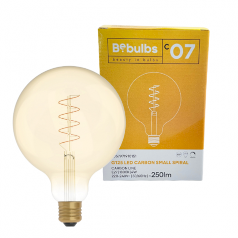 Ampoule globe LED Carbon ambré avec filament en spirale  - ⌀ 12.5 cm - Bebulbs - E27