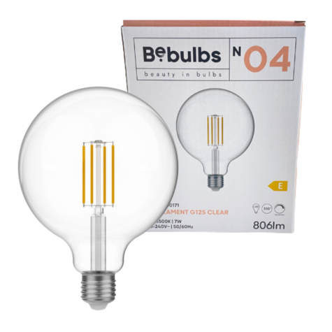 Ampoule LED Transparente à filaments globe-  ⌀ 12.5 cm - Bebulbs - E27