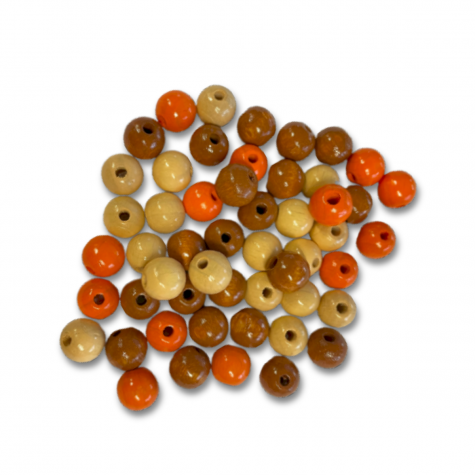Loisirs créatif -  perles en bois - 10 mm - Mélange automne  - Sachet de 50 pièces