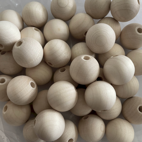 Loisirs créatif -  perles en bois - 20 mm - Sachet de 20 pièces